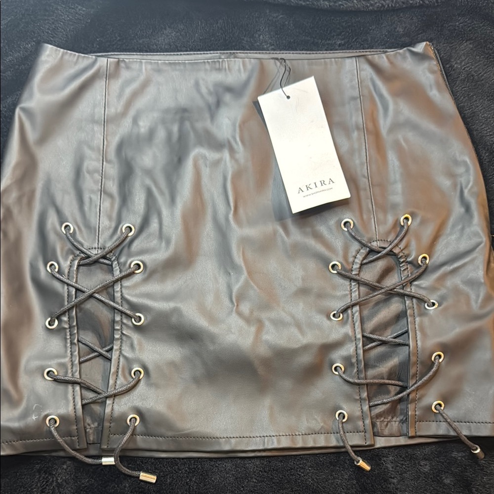 AKIRA leather Cut Out Pencil Mini Skirt